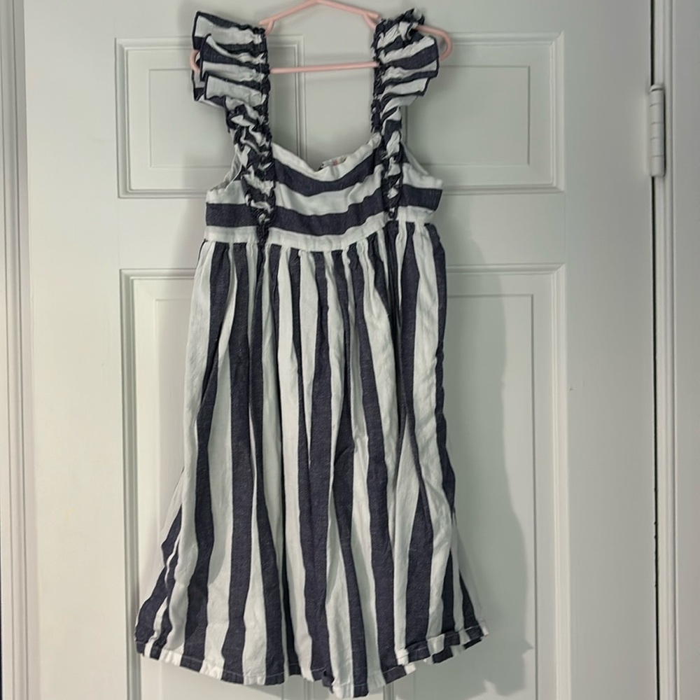 Kids Size 10 Egg NY blue and white striped dress